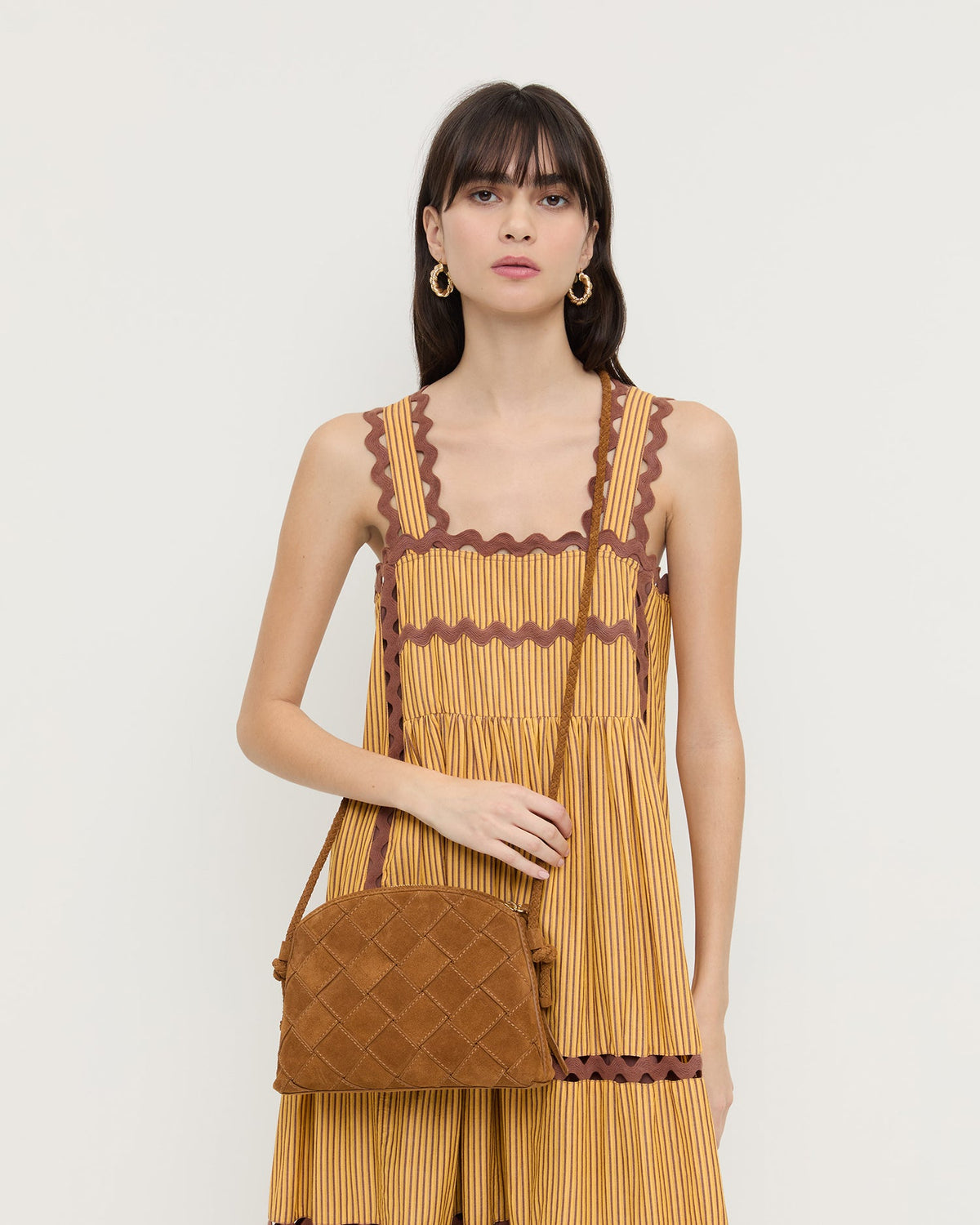 Loeffler Randall Special Offer - Mallory Cacao Woven Suede Crossbody