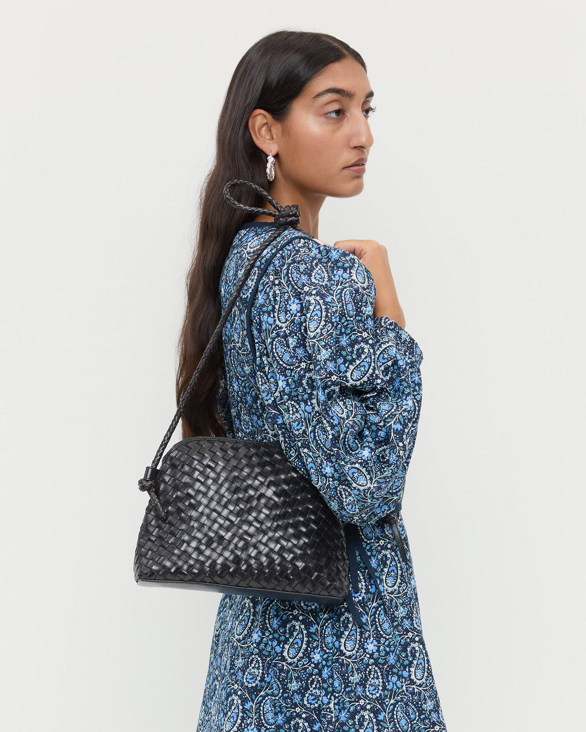Loeffler Randall Essential - Mallory Black Woven Leather Crossbody