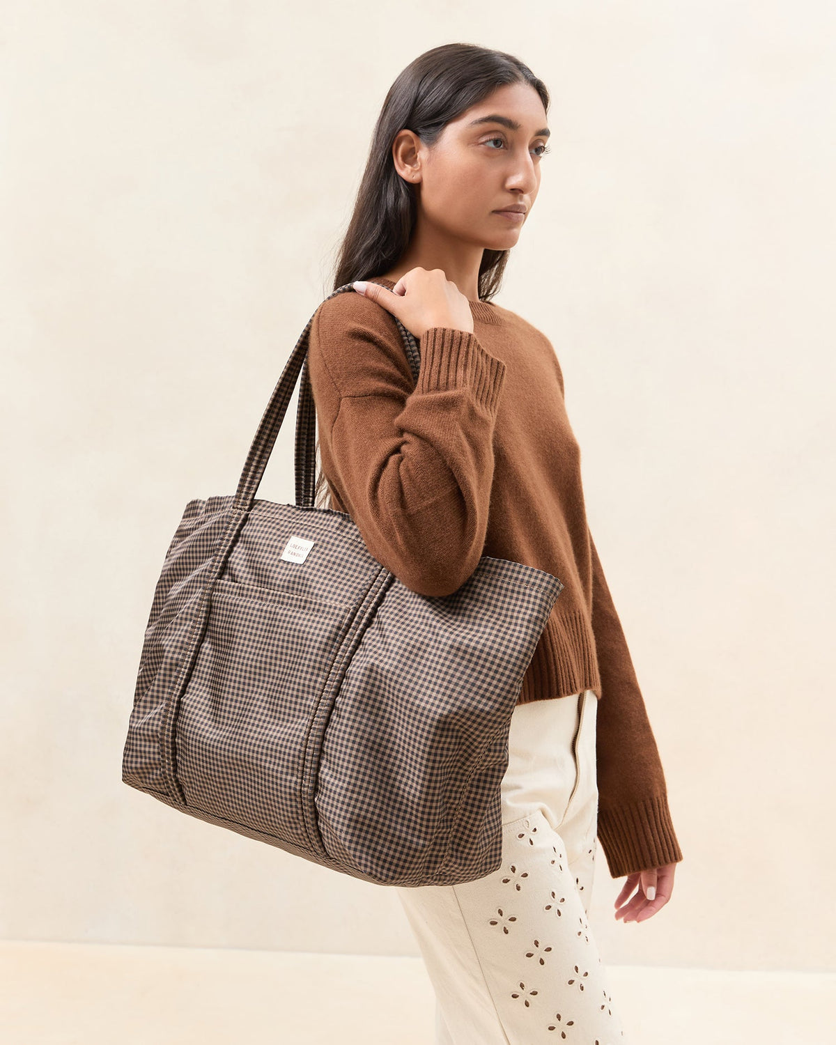 Loeffler Randall Deals - Dina Brown/Black Check Travel Tote