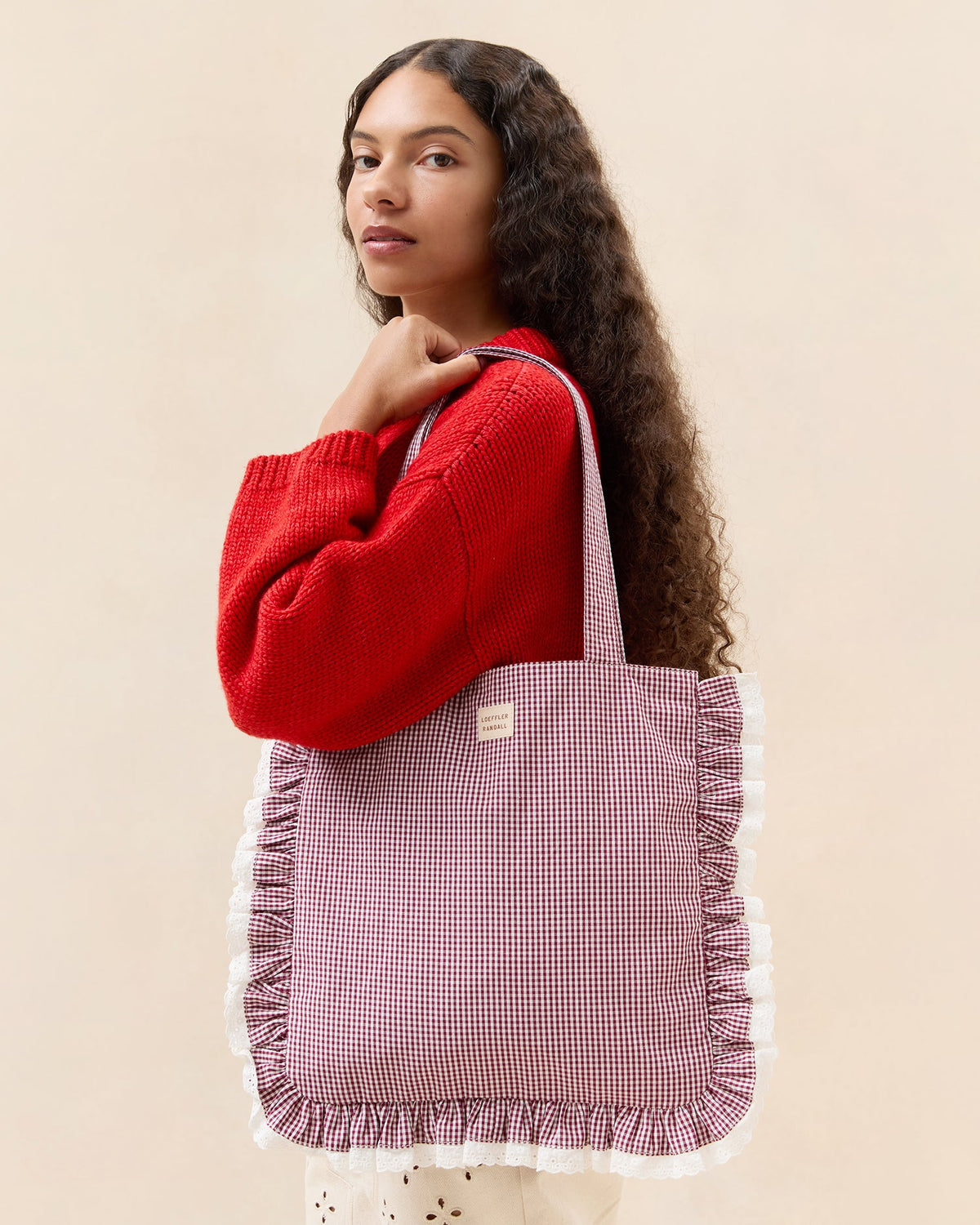 Loeffler Randall Featured - Justine Maroon Ruffle Tote