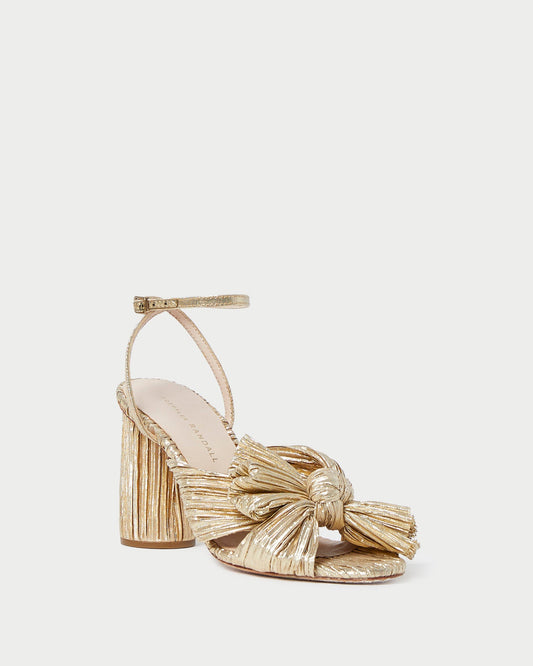 Loeffler Randall New - Camellia Gold Pleated Bow Heel