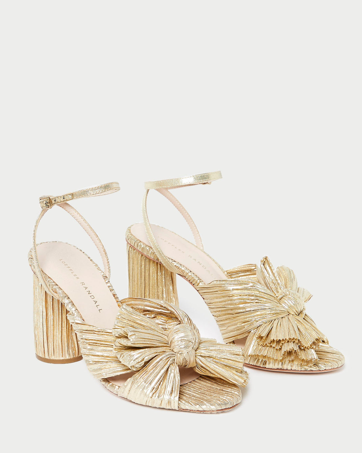 Loeffler Randall New - Camellia Gold Pleated Bow Heel