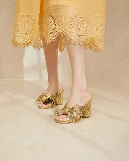 Loeffler Randall Great Value - Penny Gold Pleated Bow Heel