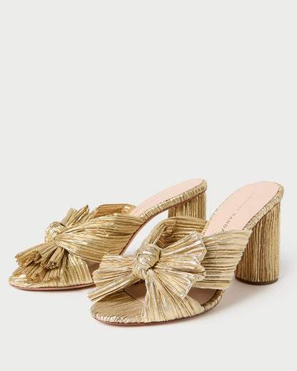 Loeffler Randall Great Value - Penny Gold Pleated Bow Heel