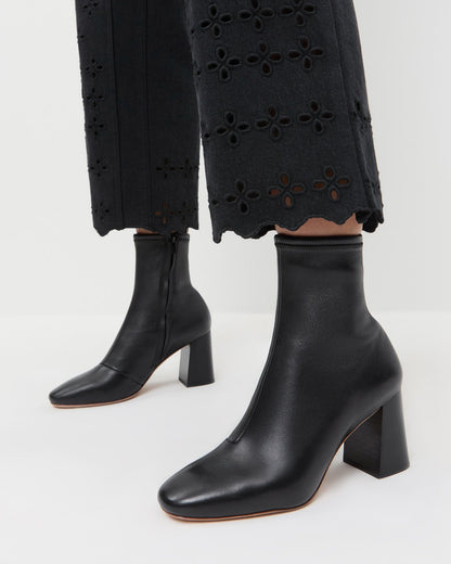 Loeffler Randall Popular - Elise Black Leather Stretch Bootie