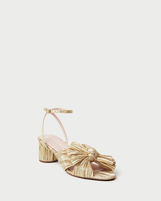 Loeffler Randall Classic - Dahlia Gold Pleated Bow Heel