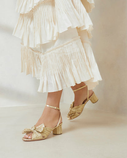 Loeffler Randall Classic - Dahlia Gold Pleated Bow Heel