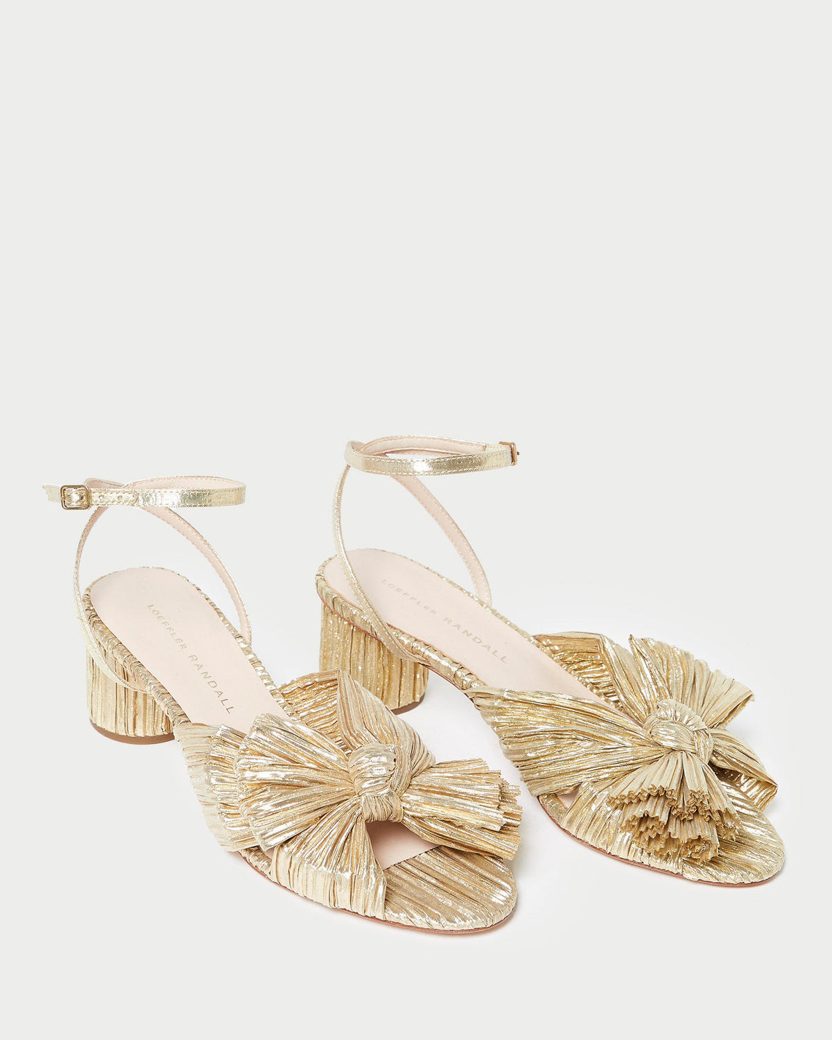 Loeffler Randall Classic - Dahlia Gold Pleated Bow Heel