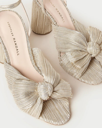Loeffler Randall Smart Buy - Camellia Platinum Pleated Bow Heel