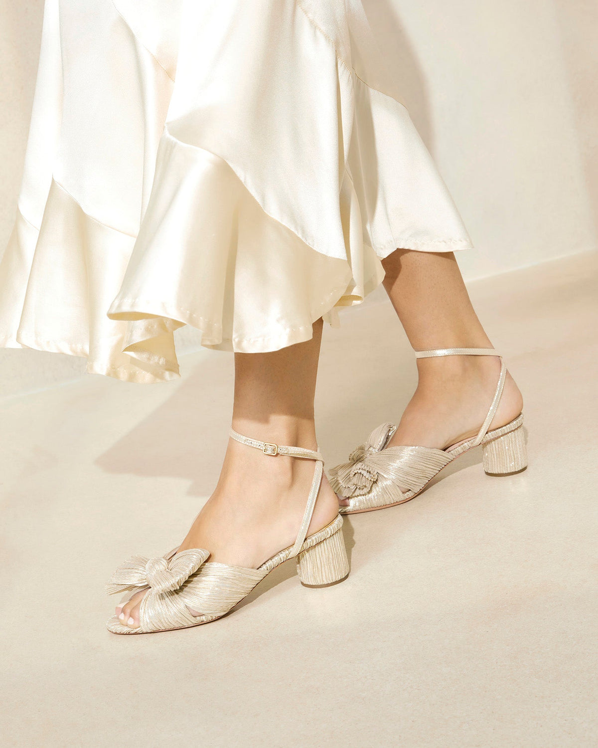 Loeffler Randall Trending - Dahlia Platinum Pleated Bow Heel