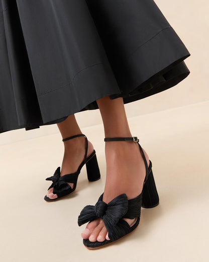Loeffler Randall Top Pick - Camellia Black Pleated Bow Heel