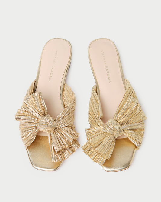 Loeffler Randall Popular - Daphne Gold Bow Slide Sandal