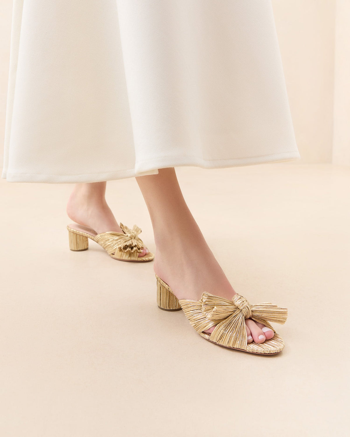 Loeffler Randall Everyday - Emilia Gold Pleated Bow Heel