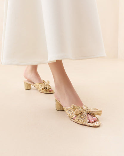 Loeffler Randall Everyday - Emilia Gold Pleated Bow Heel