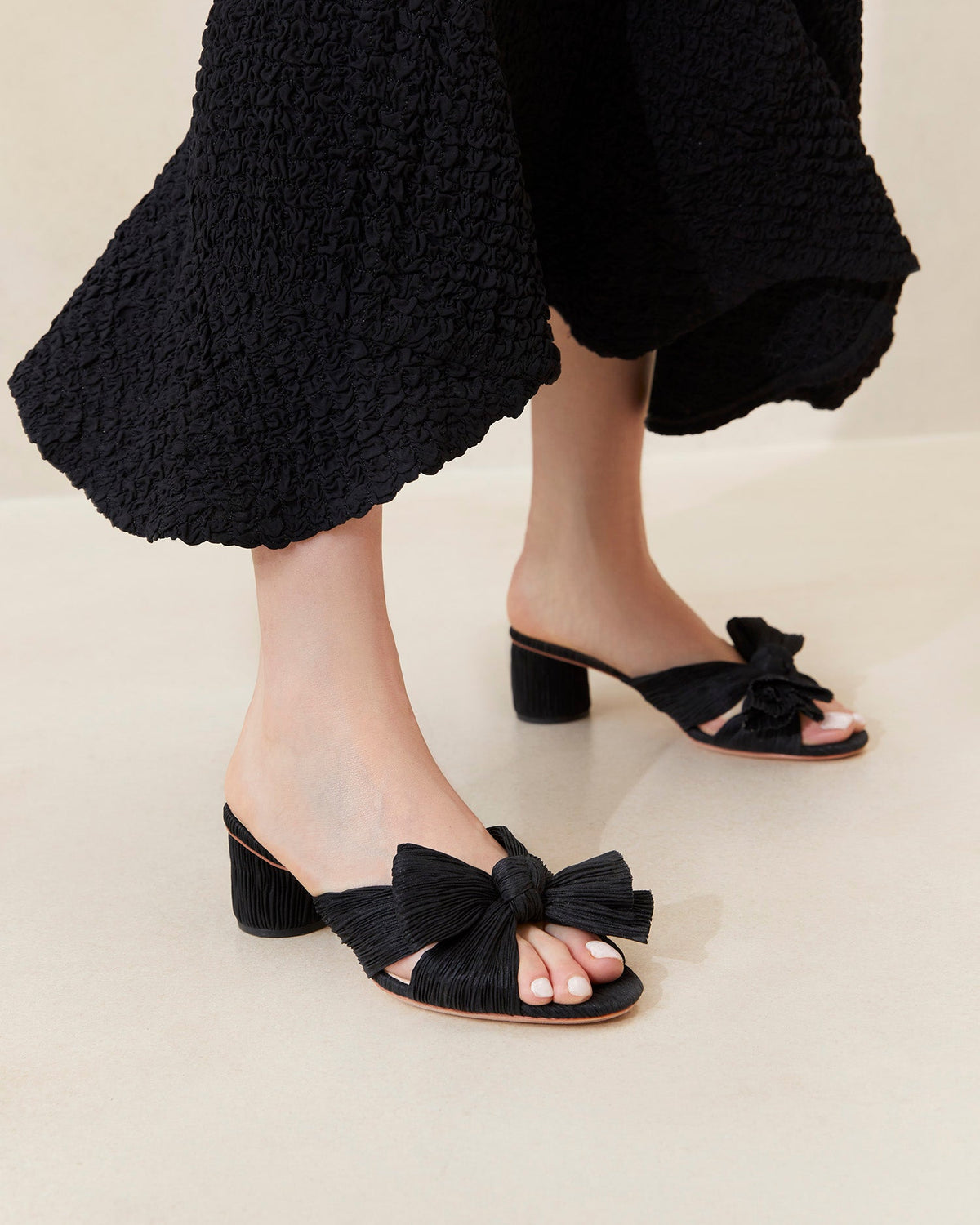 Loeffler Randall Deals - Emilia Black Pleated Bow Heel