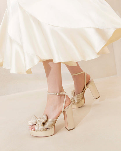 Loeffler Randall Classic - Natalia Platinum Platform Bow Heel
