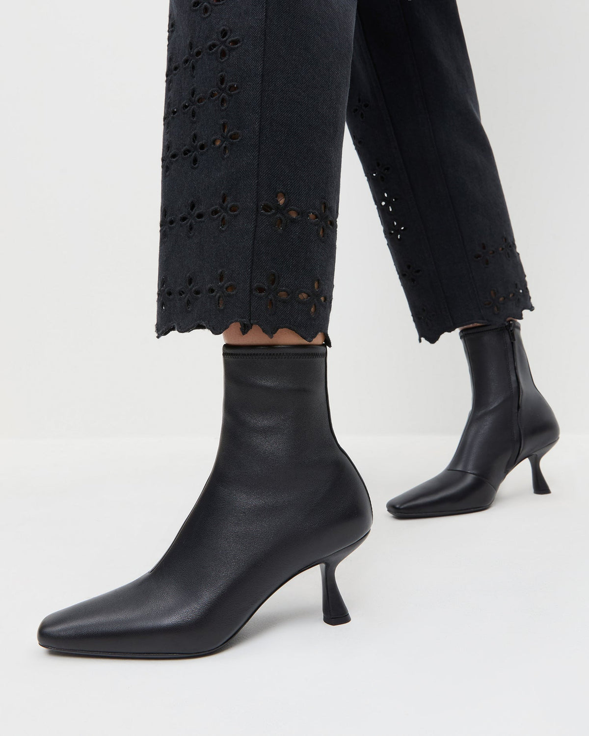 Loeffler Randall Great Value - Thandy Black Leather Curved Heel Bootie