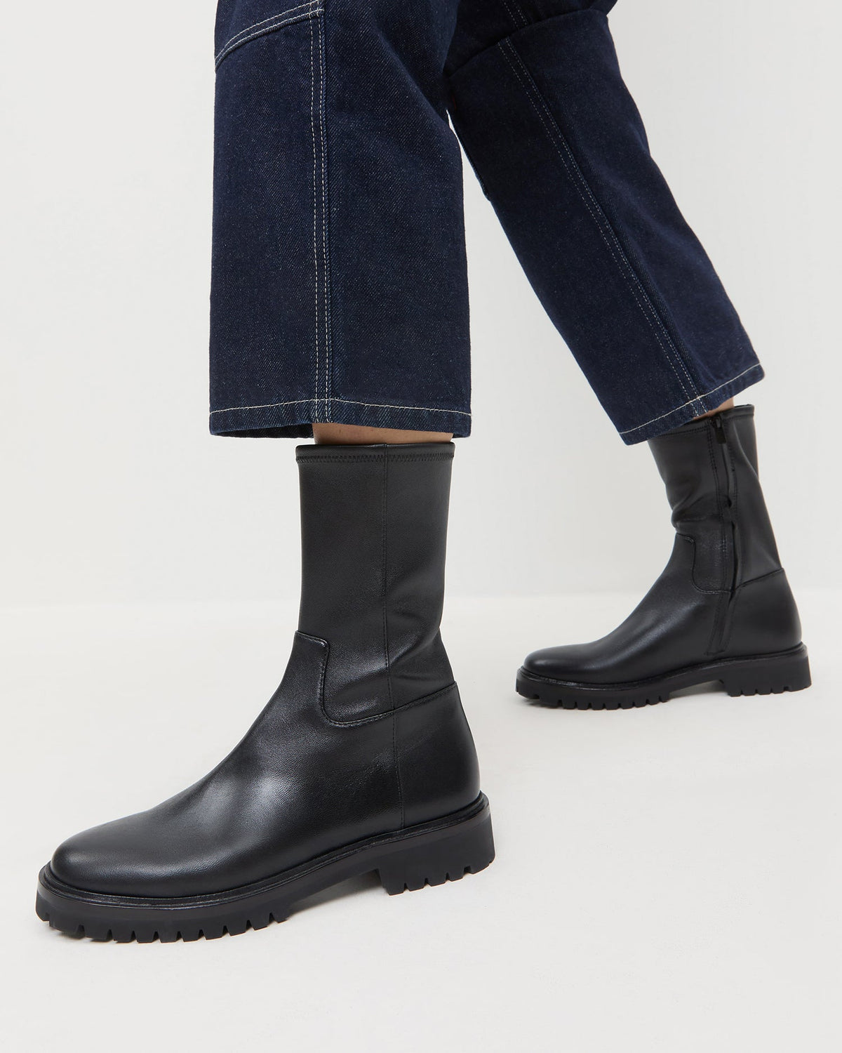 Loeffler Randall Trending - Danny Black Leather Lug Boot