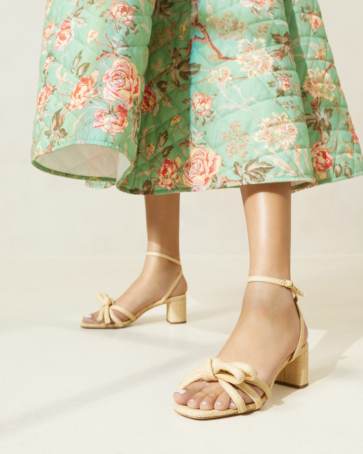 Loeffler Randall Quality - Mikel Natural Bow Mid-Heel Sandal