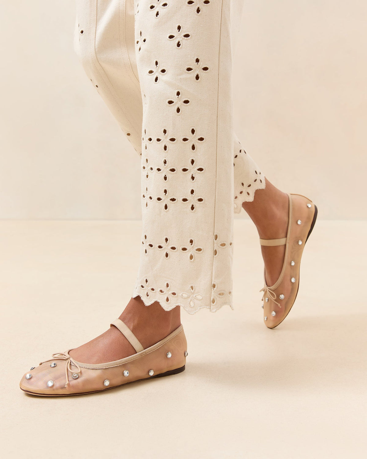 Loeffler Randall Everyday - Leonie Caramel/Crystal Ballet Flat