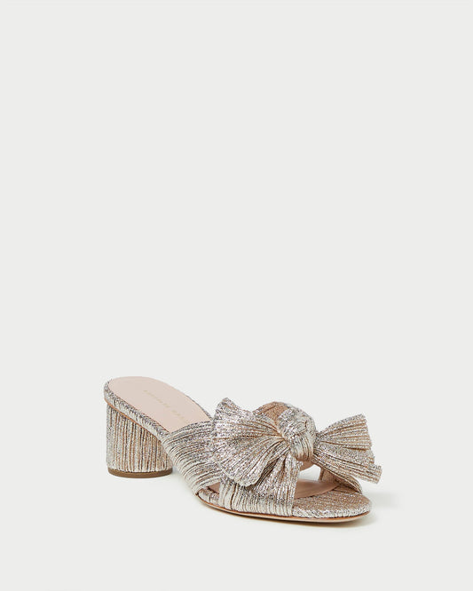 Loeffler Randall Top Pick - Emilia Champagne Pleated Bow Heel