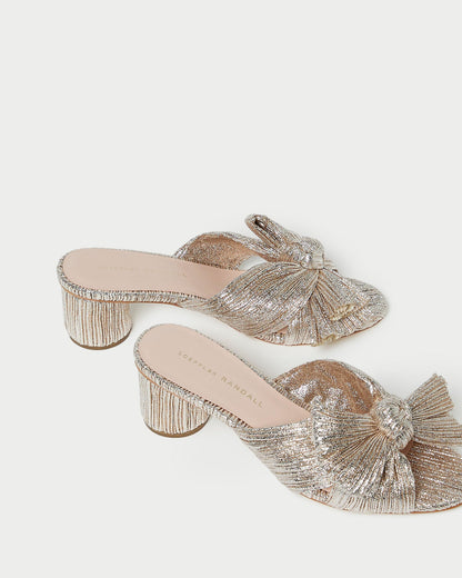 Loeffler Randall Top Pick - Emilia Champagne Pleated Bow Heel