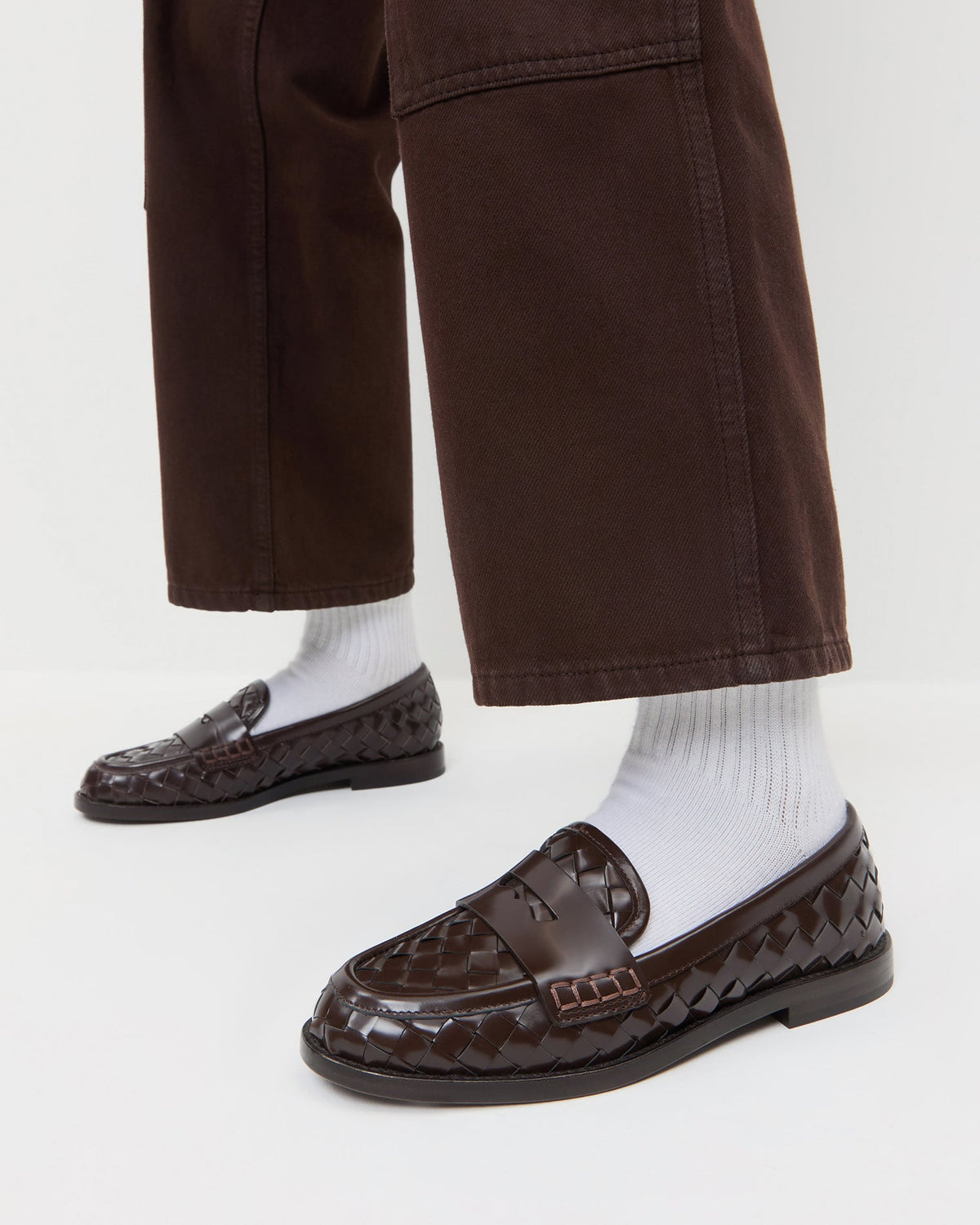 Loeffler Randall Discount - Rachel Espresso Woven Leather Loafer