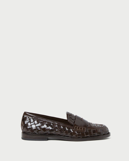 Loeffler Randall Discount - Rachel Espresso Woven Leather Loafer