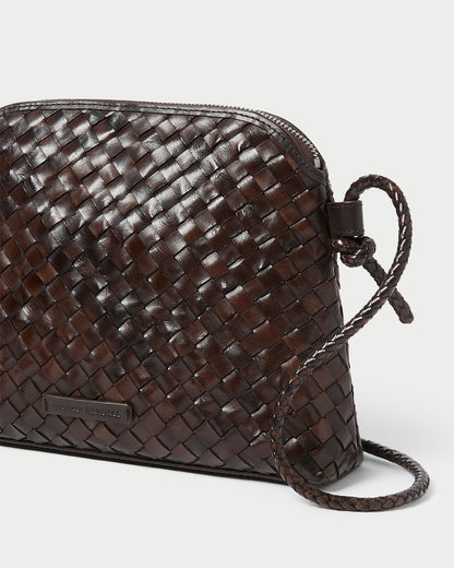 Loeffler Randall Top Pick - Mallory Chocolate Woven Leather Crossbody