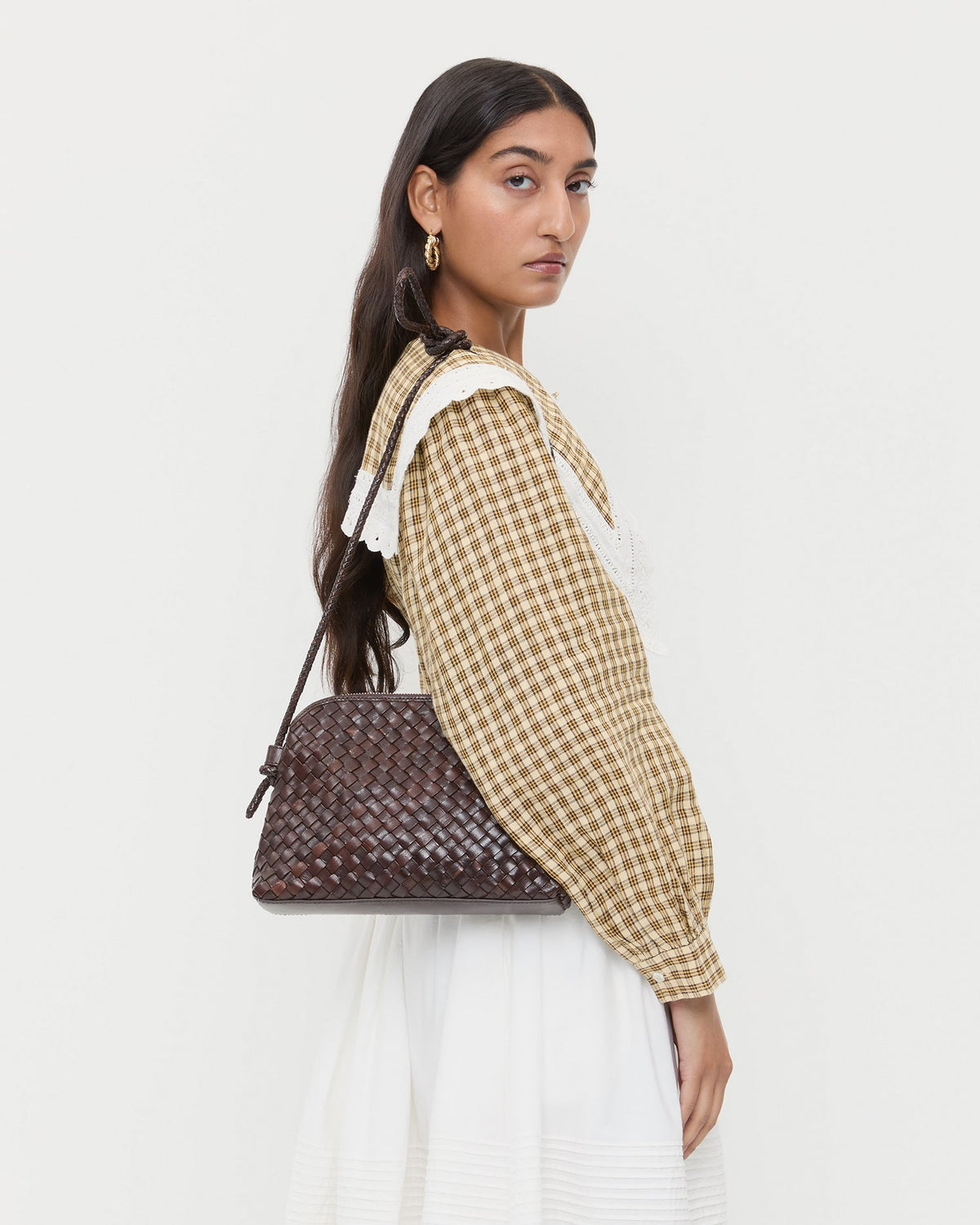 Loeffler Randall Top Pick - Mallory Chocolate Woven Leather Crossbody