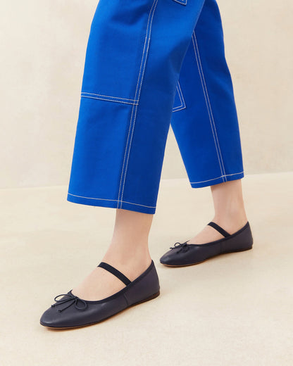Loeffler Randall Quality - Leonie Navy Leather Ballet Flat