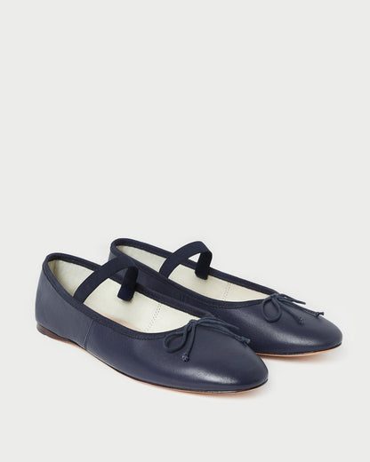 Loeffler Randall Quality - Leonie Navy Leather Ballet Flat