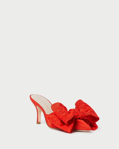 Loeffler Randall Trusted - Margot Red Moiré Bow Mule