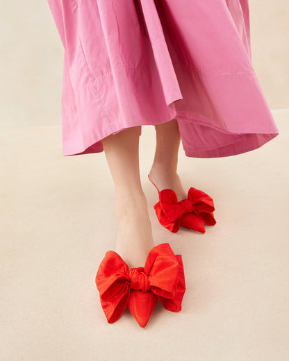 Loeffler Randall Trusted - Margot Red Moiré Bow Mule