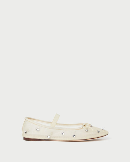 Loeffler Randall Exclusive - Leonie Cream/Crystal Ballet Flat