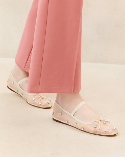 Loeffler Randall Exclusive - Leonie Cream/Crystal Ballet Flat