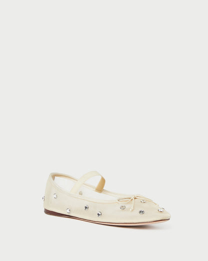 Loeffler Randall Exclusive - Leonie Cream/Crystal Ballet Flat