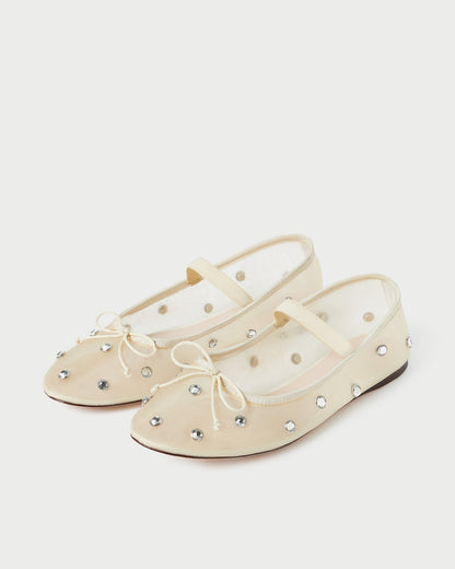 Loeffler Randall Exclusive - Leonie Cream/Crystal Ballet Flat