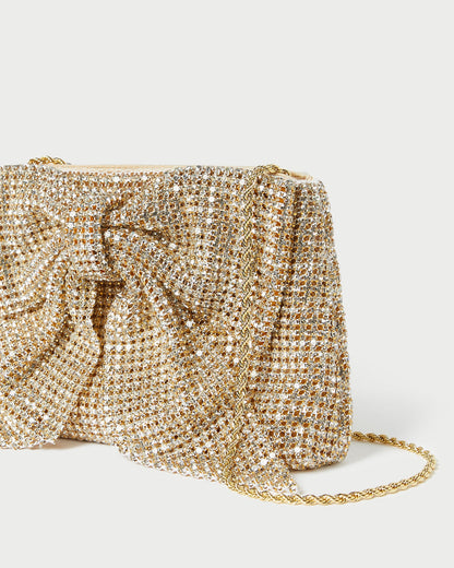 Loeffler Randall Premium - Jolene Gold Diamanté Bow Clutch