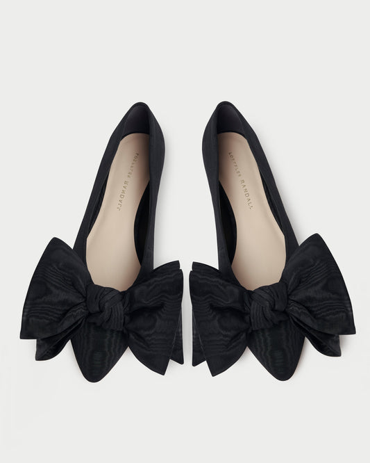 Loeffler Randall Popular - Noa Black Moiré Bow Flat