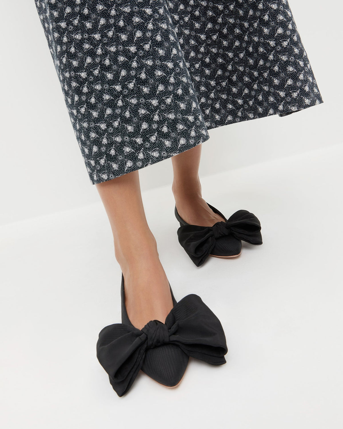 Loeffler Randall Popular - Noa Black Moiré Bow Flat