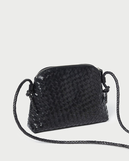 Loeffler Randall Essential - Mallory Black Woven Leather Crossbody