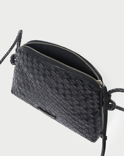 Loeffler Randall Essential - Mallory Black Woven Leather Crossbody