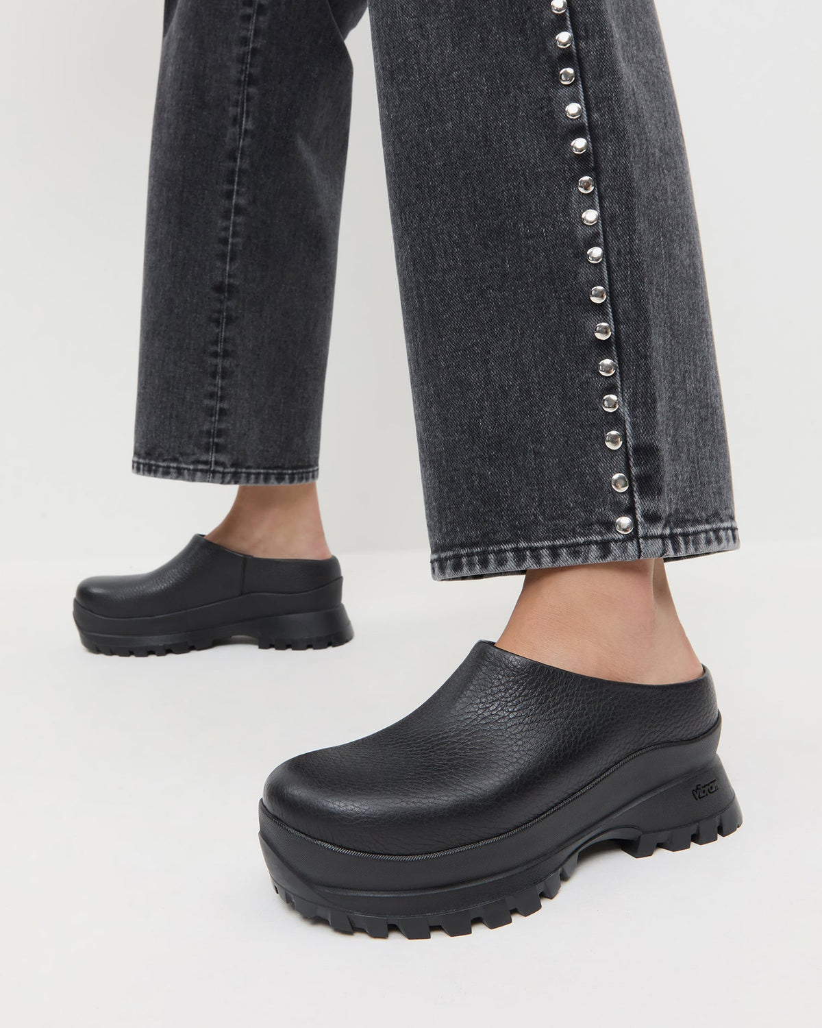 Loeffler Randall Everyday - Gemma Black Leather Lug Mule