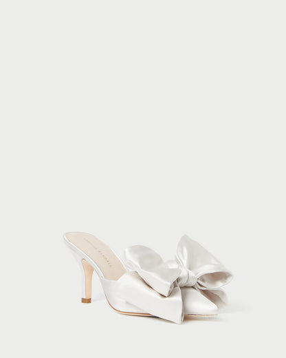 Loeffler Randall Trusted - Margot Cream Satin Bow Mule