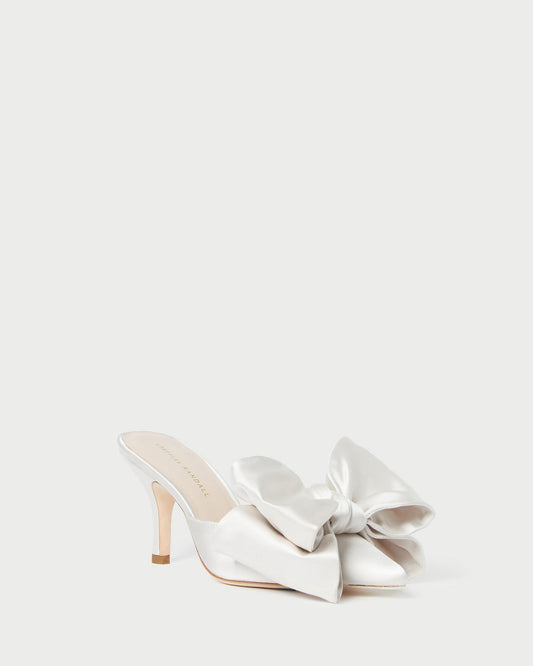 Loeffler Randall Trusted - Margot Cream Satin Bow Mule