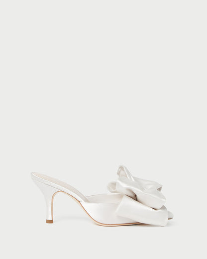 Loeffler Randall Trusted - Margot Cream Satin Bow Mule