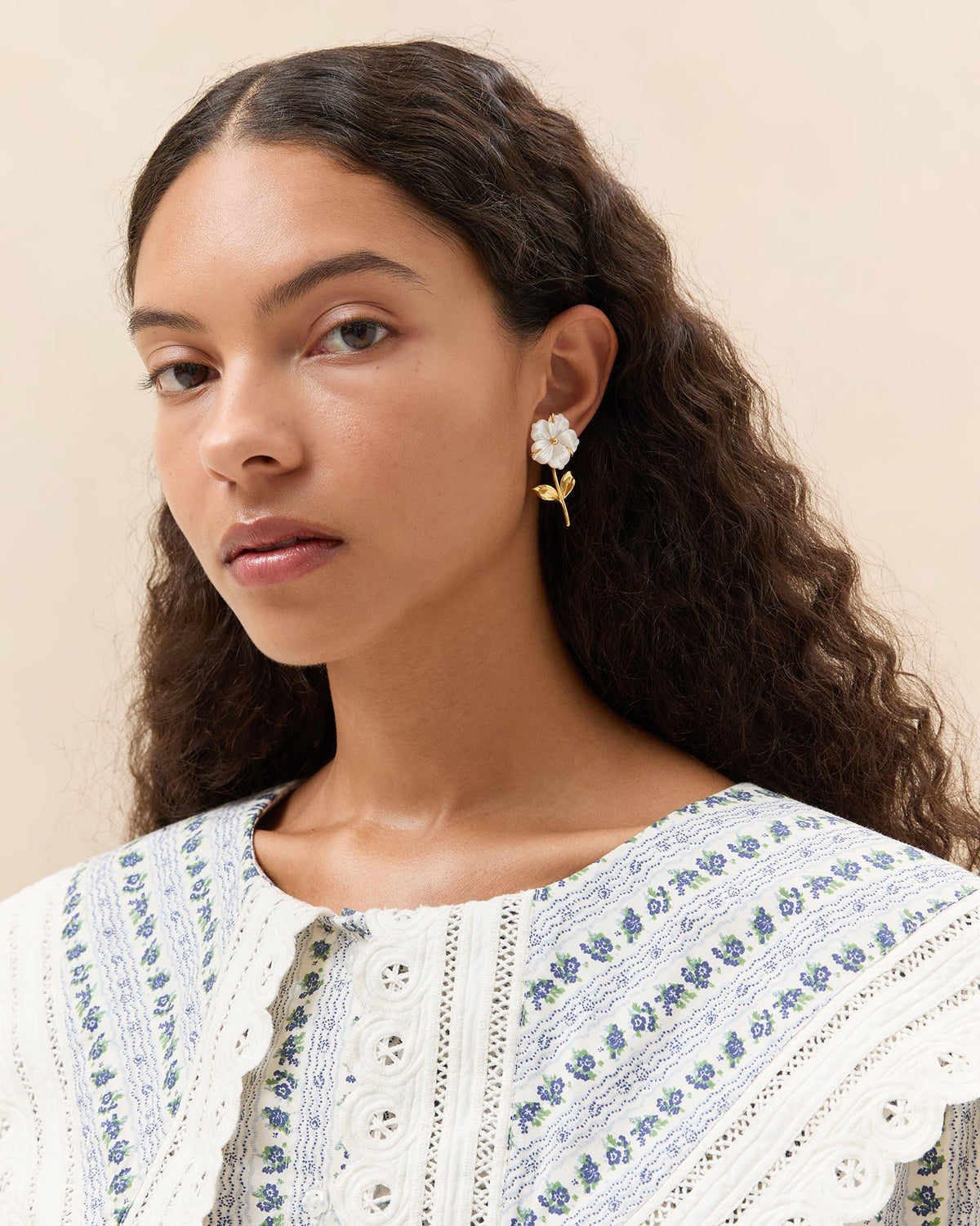 Loeffler Randall New - Mai Gold/Pearl Flower Earrings