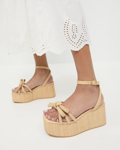 Loeffler Randall Signature - Hudson Natural Raffia Platform Sandal