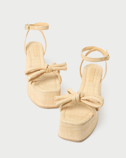 Loeffler Randall Signature - Hudson Natural Raffia Platform Sandal